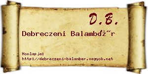 Debreczeni Balambér névjegykártya